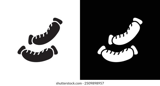 Sausage icon Black line art vector logo set