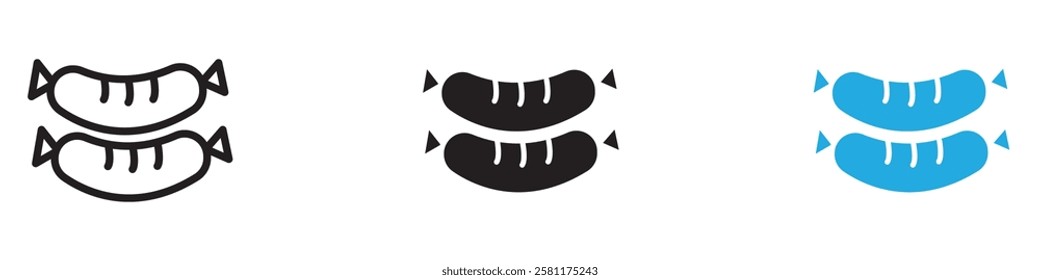 Sausage icon black white vector outline