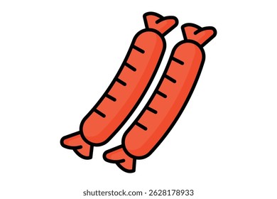 Sausage icon. colored outline icon style. icon related to processed meat product. food elements vector illustration