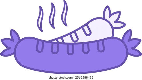 Sausage Icon Colored. Vector Illustration. Grilled Hot Sausages. Tasty Food. Fast Food Concept