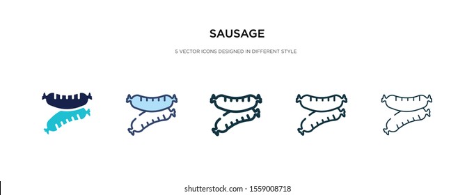 sausage icon in different style vector illustration. two colored and black sausage vector icons designed in filled, outline, line and stroke style can be used for web, mobile, ui