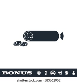 Sausage icon flat. Black pictogram on white background. Vector illustration symbol and bonus button