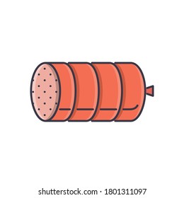 Wurstsymbol in einem flachen Design auf weißem Hintergrund. Vektorgrafik