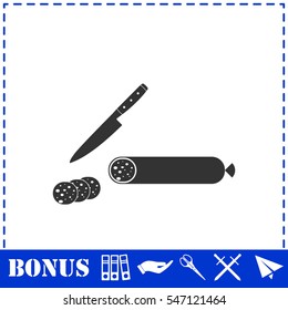 Sausage icon flat. Simple vector symbol and bonus icon