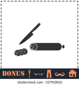 Sausage icon flat. Simple vector symbol and bonus icon