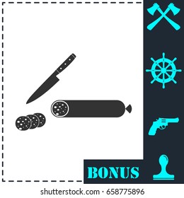 Sausage icon flat. Simple vector symbol and bonus icon