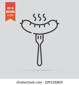 Sausage icon in flat style isolated on grey background. For your design, logo. Vector illustration.