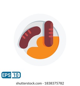 sausage icon in flat style isolated on white background. Editable color. EPS 10