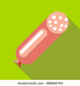 Sausage icon in flat style with long shadow. Food symbol