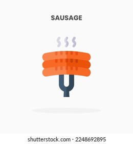 Sausage icon flat. Vector illustration on white background. Can used for web, app, digital product, presentation, UI and many more.