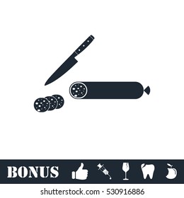 Sausage icon flat. Vector illustration symbol and bonus pictogram