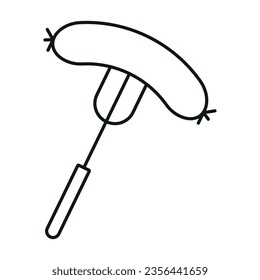 Sausage icon with a fork on a white background. Food for grilling or barbecuing