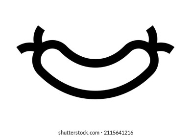Sausage icon. Fresh homemade breakfast sausage. Line black symbol on a white background. Vector illustration.