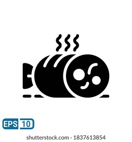sausage icon in glyph style isolated on white background. EPS 10