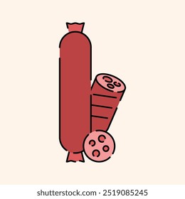 Sausage Icon Illustration Flat Design Style