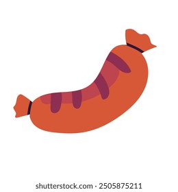 Sausage icon. Isolated Sausage in flat doodle style. Barbeque line symbol for logo, pattern or other design food design. Octoberfest food.