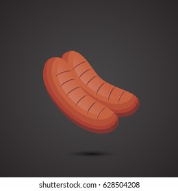 Sausage icon isolated on neutral background. Vector art.