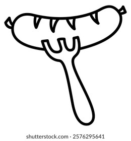 Sausage icon in line style. Sausage and fork