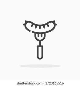 Sausage icon in line style. For your design, logo. Vector illustration. Editable Stroke.
