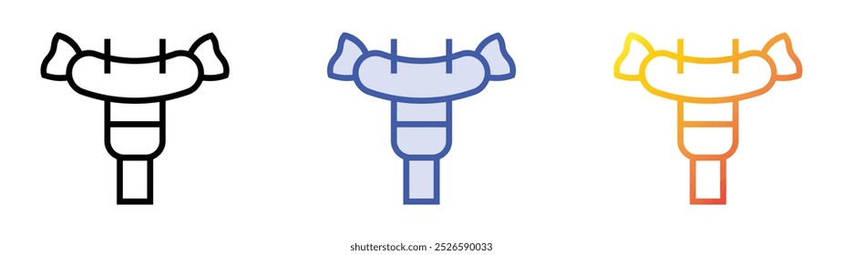 sausage icon. Linear, Blue Fill and Gradient Style Design Isolated On White Background