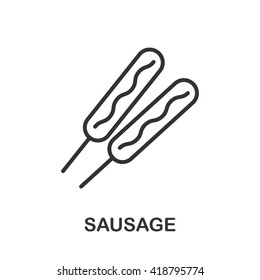 Sausage icon or logo line art style. Vector Illustration.