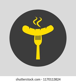 Sausage icon on gray background. Vector illustration