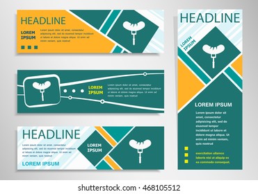 Sausage  icon on horizontal and vertical discount banner, header. Modern banner design template