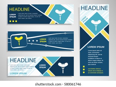 Sausage  icon on horizontal and vertical banner. Sausage symbol abstract banner, flyer design template. 