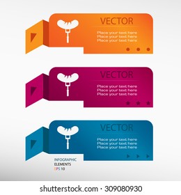 Sausage  icon on origami paper banners. Can be used for workflow layout, diagram, business step options, banner, web design