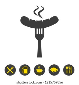Sausage icon on white background. Vector illustration