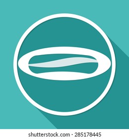 Sausage icon on white circle with a long shadow