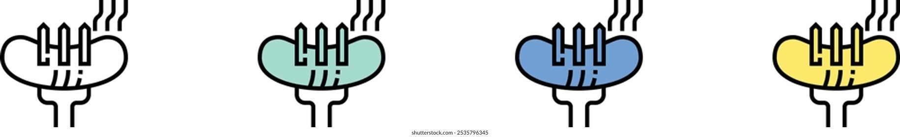 sausage icon. Outline, Green, Blue and Yellow Style Design Isolated On White Background