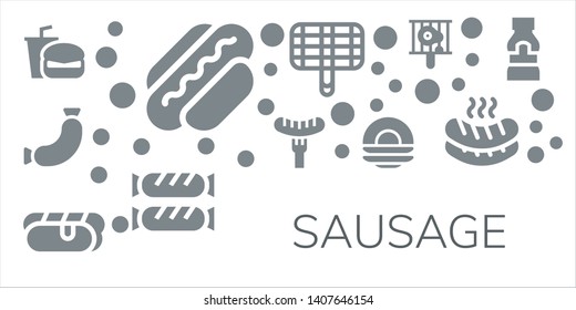 sausage icon set. 11 filled sausage icons.  Simple modern icons about  - Fast food, Hot dog, Sausage, Dish, Grill, Bbq, Mustard