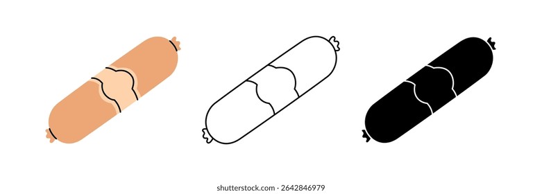 Sausage icon set. Butchery sausages menu. Vector illustration.