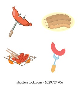Sausage icon set. Cartoon set of sausage vector icons for web design isolated on white background