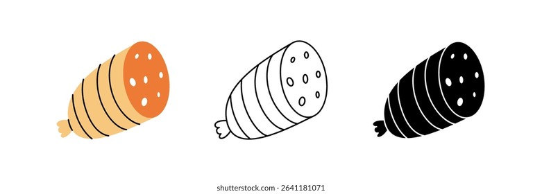 Sausage icon set. Fresh raw sausages. Vector illustration.