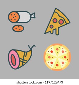 sausage icon set. vector set about ham, pizza and salami icons set.