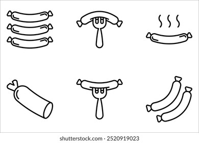 Ícone de salsicha definir elemento de design de ilustração vetorial. Ícone de salsicha isolado no fundo branco.