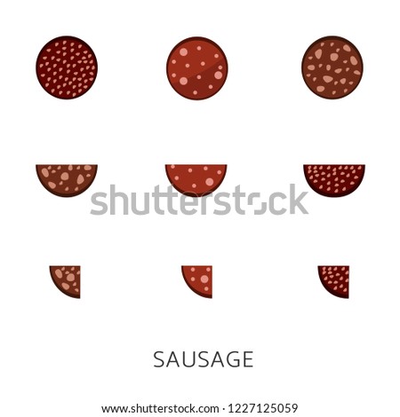 Sausage icon set.Vector illustration isolated over white background
