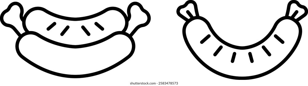 Sausage Icon Sign – Food and Culinary Vector Symbol Set
