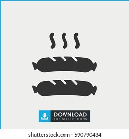 sausage icon. Simple filled sausage vector icon. On white background.