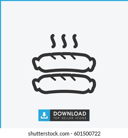 sausage icon. simple outline sausage vector icon. on white background.