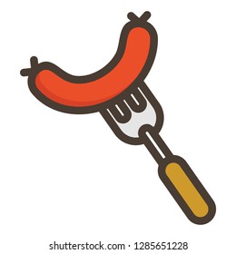 Sausage icon. Single high quality sausage related icon. Isolated sausage symbols in white background. 