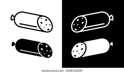 Sausage icon. Symbol of products, store or food. Butcher's or meat processing plant product. Pictogram of meat department or web store of products.