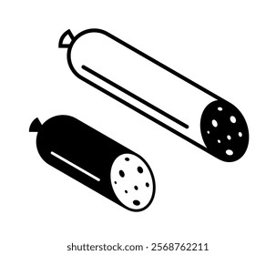 Sausage icon. Symbol of products, store or food. Butcher's or meat processing plant product. Pictogram of meat department or web store of products.