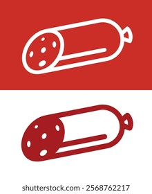 Sausage icon. Symbol of products, store or food. Butcher's or meat processing plant product. Pictogram of meat department or web store of products.