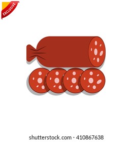 sausage icon, vector sausage food sign, isolated salami and sausage icon