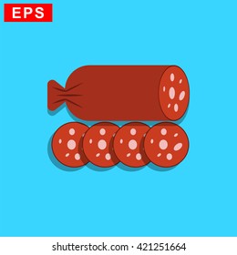 sausage icon, vector sausage food sign, isolated salami and sausage icon