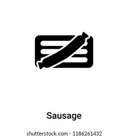 Sausage icon vector isolated on white background, logo concept of Sausage sign on transparent background, filled black symbol
