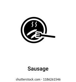 Sausage icon vector isolated on white background, logo concept of Sausage sign on transparent background, filled black symbol